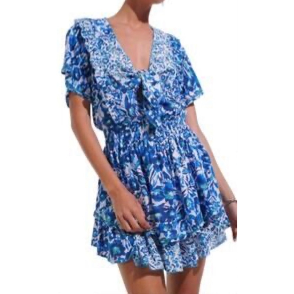Poupette St Barth Donna Tunica Mini Dress S Vibrant Floral Mediterranean Luxury